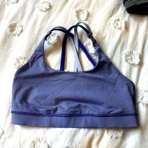 Purple striped lululemon sports bra